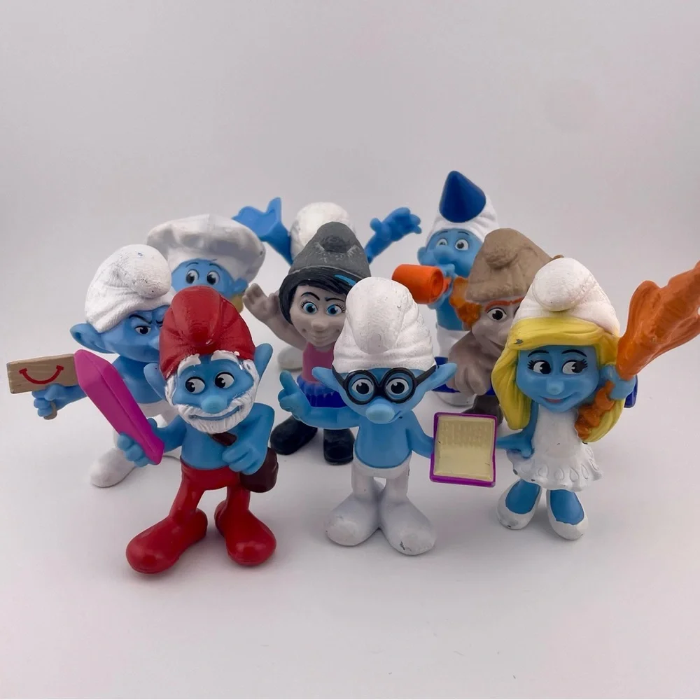 McDonald’s Smurfs 2 Happy Meal Toy Set Papa Smurf Smurfette Collectible Lot of 9 - Picture 2 of 3